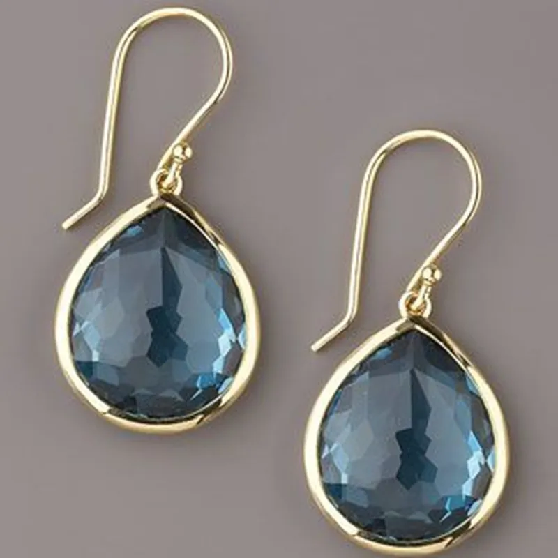 Pendientes de Gota de Cristal Azul Vintage