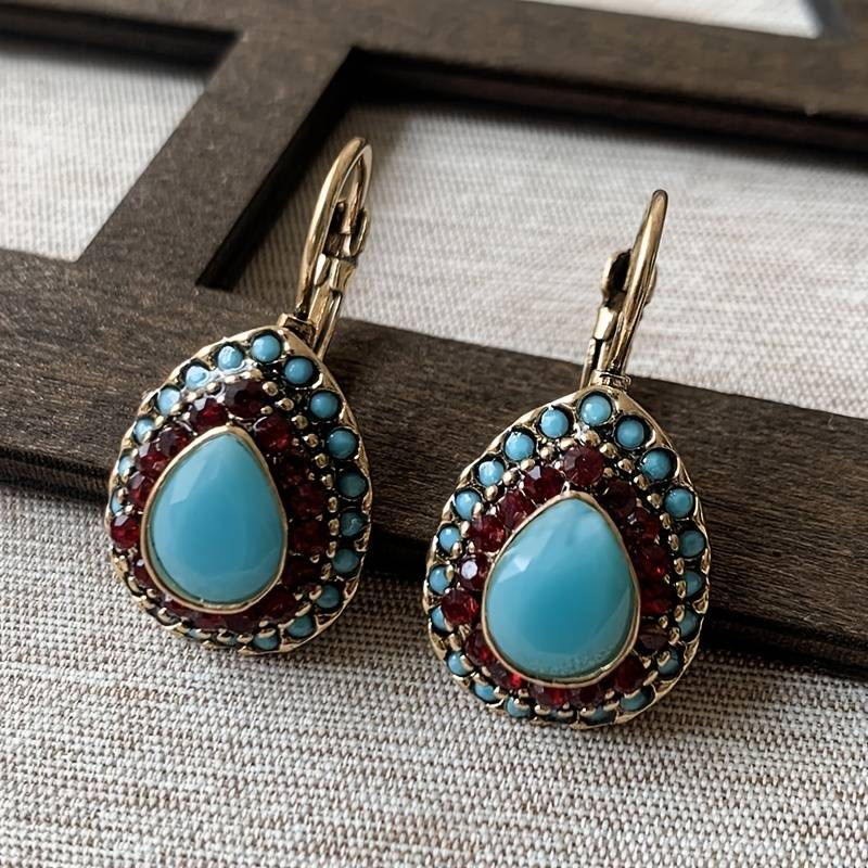 Pendientes Ópalo Azul Mandala Vintage