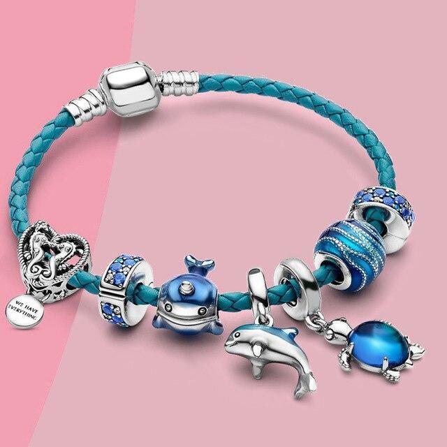 Pulsera Estilo Océano + Charms incluidos en Piel y Plata