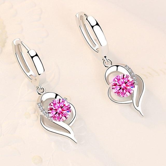 Pendientes Florales de Plata 925 y Circonita Incrustada